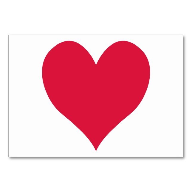 Crimson Cute Heart Table Number (Front)