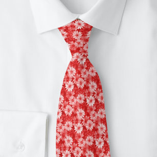 Crimson Daisies Neck Tie