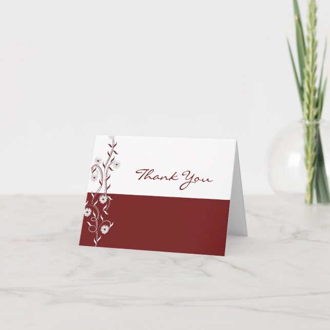 Crimson Daisy Vine Thank You Card (Front)