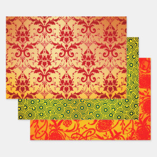 Crimson Damask, Pescara, and Paisley Pearls Wrapping Paper Sheets