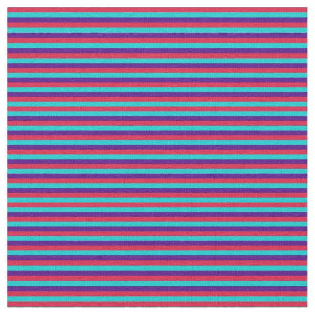 Crimson, Dark Turquoise & Indigo Colored Pattern Fabric (Close Up)
