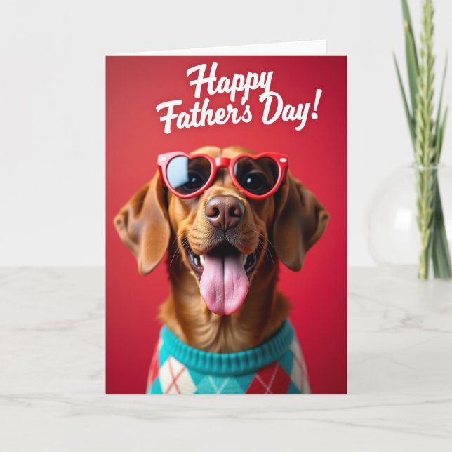 Crimson Dog Sweet Fathers Day Card (Front)