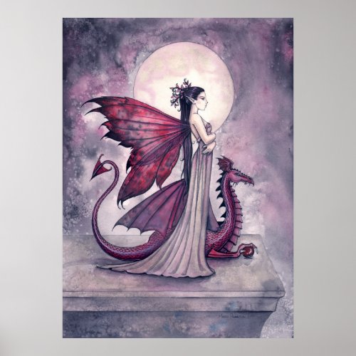 Crimson Dragon Fairy and Dragon Poster