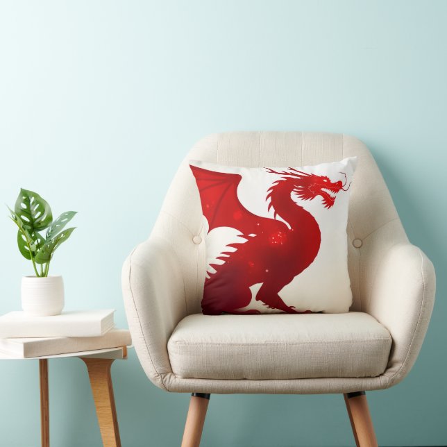 Crimson Dragon Fury Throw Pillow (Chair)