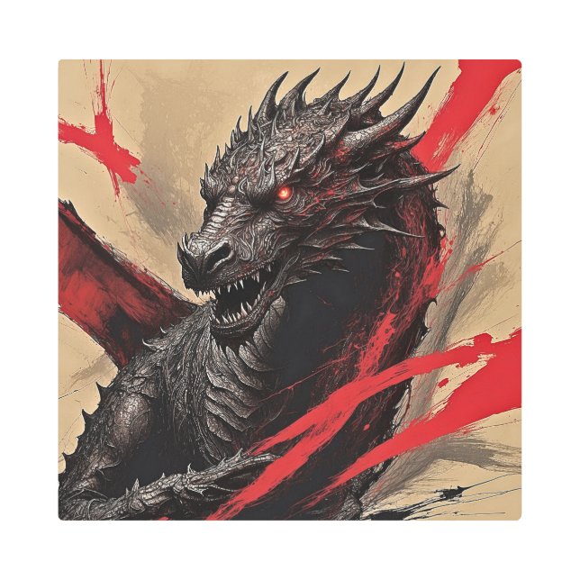 Crimson Dragon Ink – Dark Power Metal Print (Front)