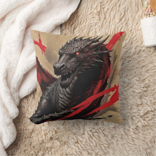 Crimson Dragon Ink Power Pillow
