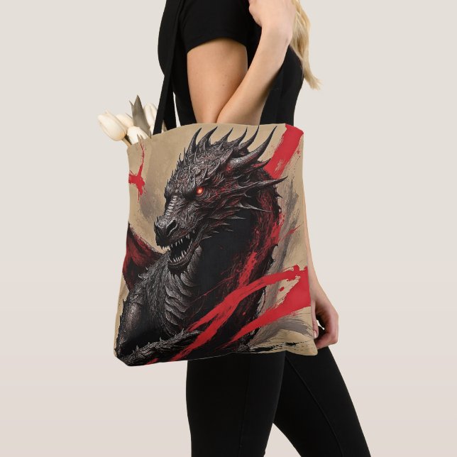Crimson Dragon Power Tote Bag (Close Up)
