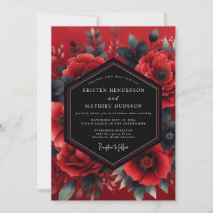 Crimson Dramatic Bloom Wedding Invitation