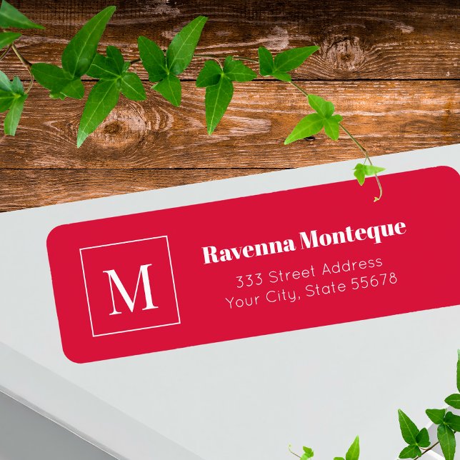 Crimson Elegant Personalized Monogram Letter Name Label (Creator Uploaded)