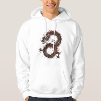 Crimson Ember Ink Dragon Hoodie