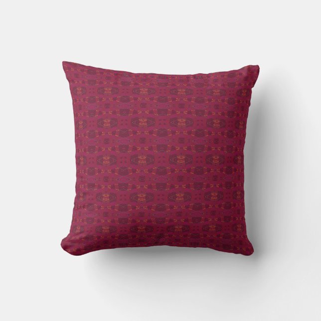 Crimson Ember Mosaic Throw Pillow (Front)