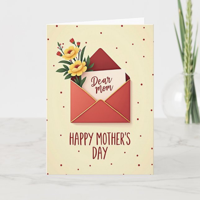 Crimson Envelope Floral Card (Front)