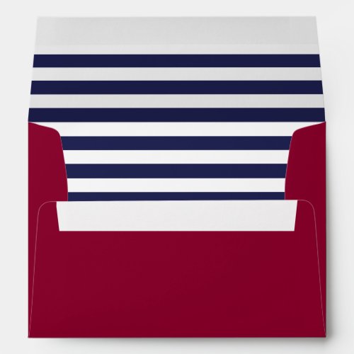 Crimson Envelope with Navy Blue Striped Liner