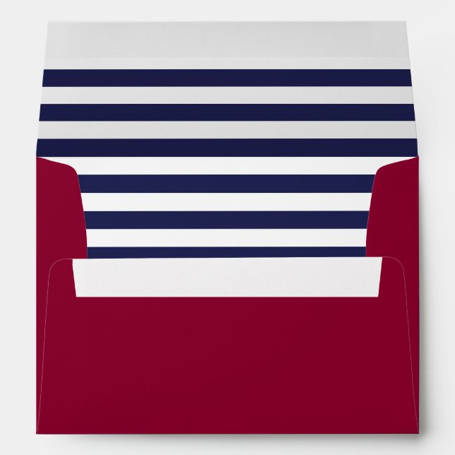Crimson Envelope with Navy Blue Striped Liner (Back (Bottom))