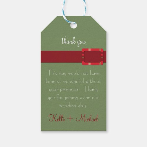 Crimson  Evergreen Christmas Wedding Gift Tags