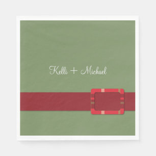 Crimson & Evergreen Christmas Wedding Napkins