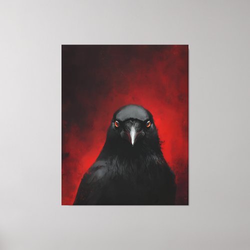 Crimson-Eyed Raven Portrait Canvas Print