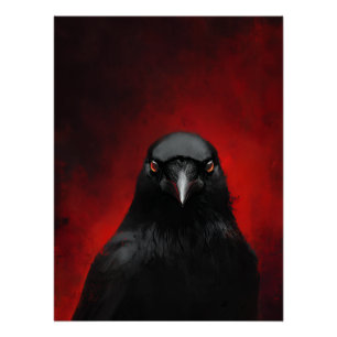 Crimson-Eyed Raven Portrait Poster