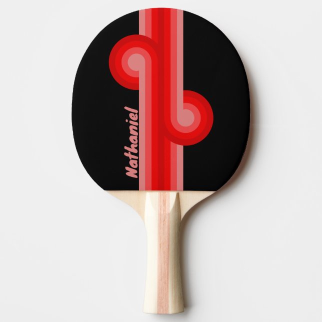 Crimson Fade Stripe Loop with Name Ping Pong Paddle (Front)