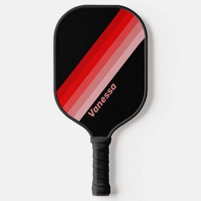 Crimson Fade Striped with Name Pickleball Paddle (Front)