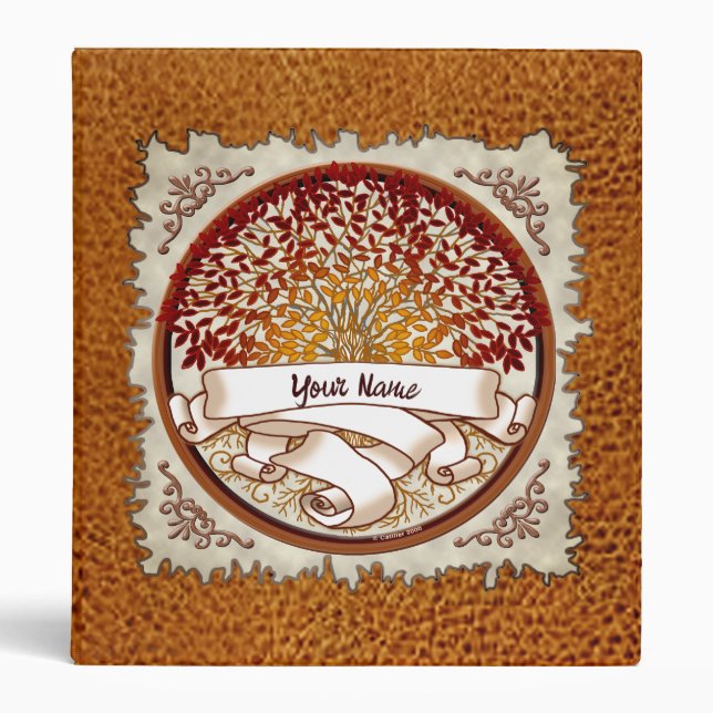 Crimson Family Tree Surname 3 Ring Binder (Front)