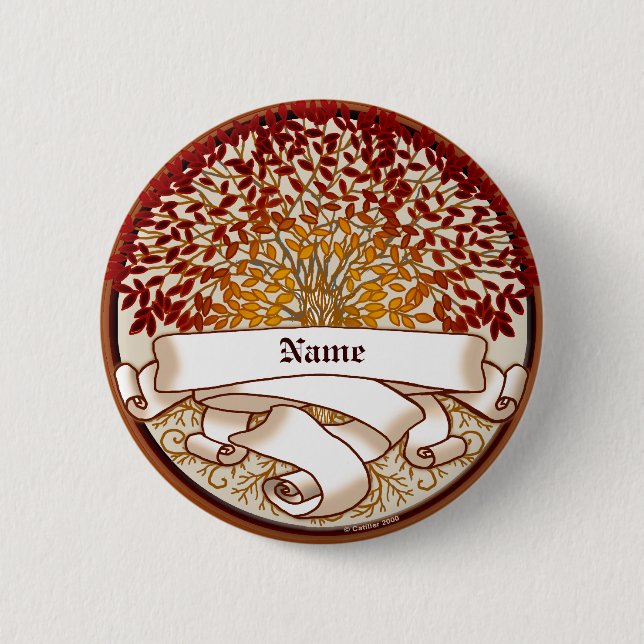 Crimson Family Tree Surname Button (Front)
