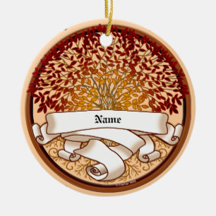 Crimson Family Tree Surname Ceramic Ornament