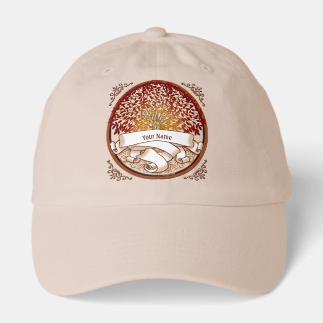 Crimson Family Tree Surname Hat (Front)