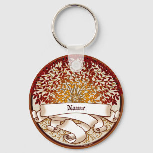 Crimson Family Tree Surname Keychain