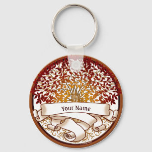 Crimson Family Tree Surname Keychain