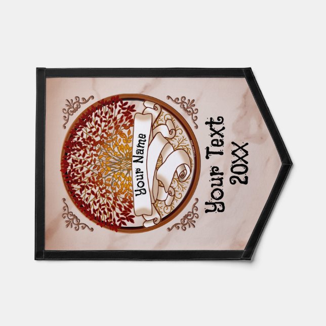 Crimson Family Tree Surname Pennant (Front)