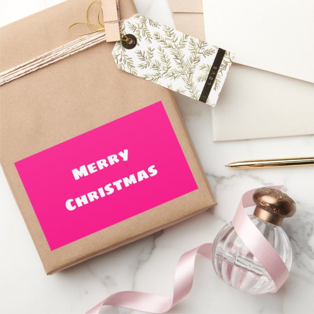 Crimson Festive Merry Christmas    Rectangular Sticker (Gifting)
