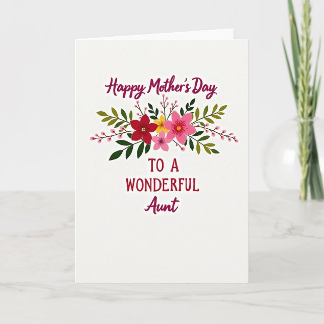Crimson Floral Aunts Day Card (Front)
