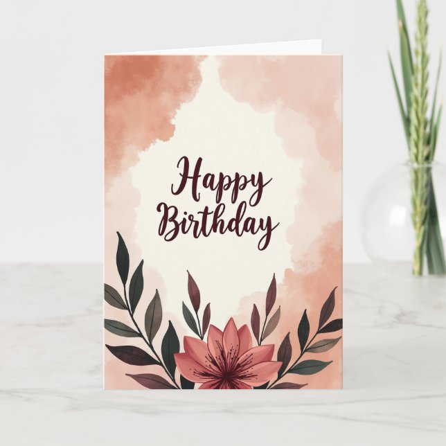 Crimson Floral Birthday Card (Front)