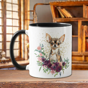 Crimson Floral Bouquet Chihuahua Dog Mug