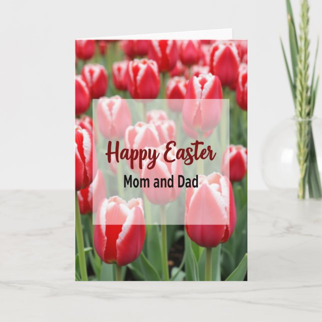 Crimson Floral Easter Card (Front)