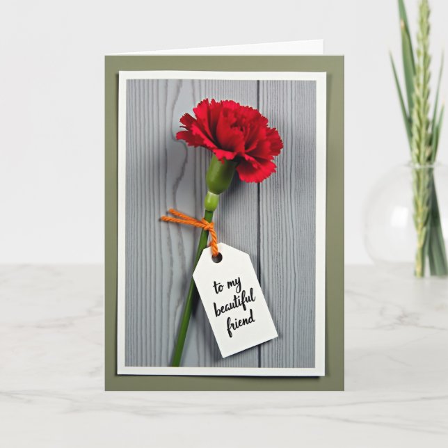 Crimson Floral Friend Card (Front)