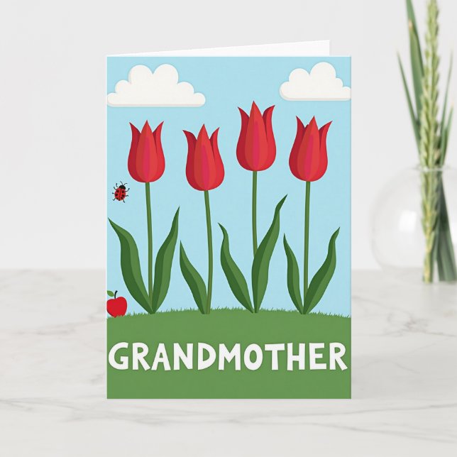 Crimson Floral Grandmothers Card (Front)