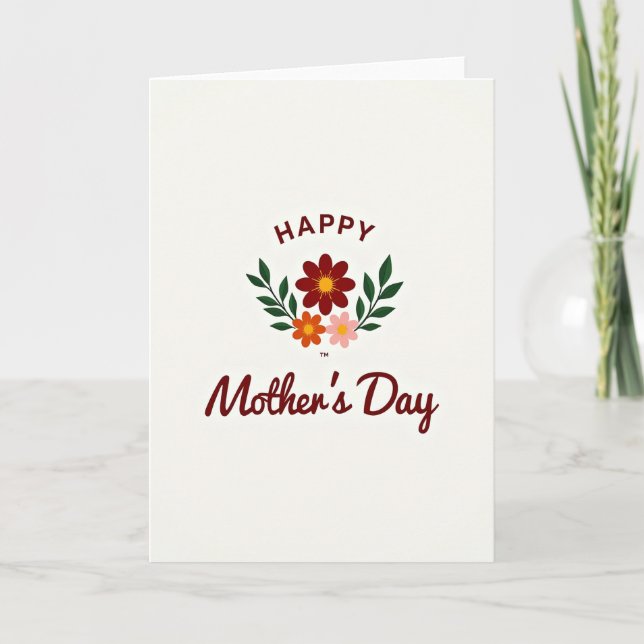 Crimson Floral Happy Mothers Day Card (Front)