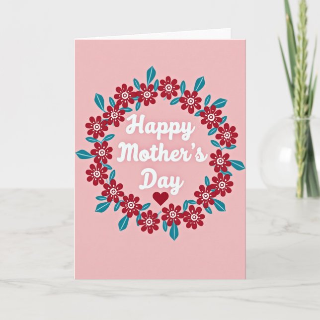 Crimson Floral Heart Pattern Card (Front)