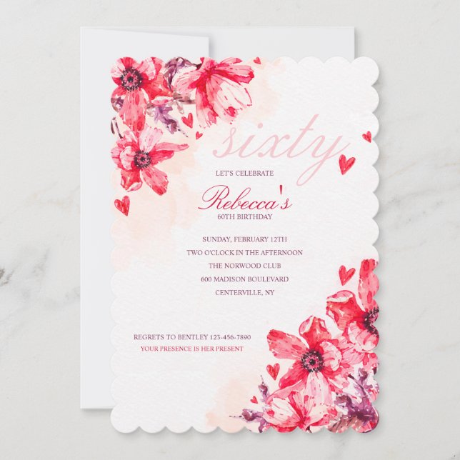 Crimson Floral Invitation (Front)