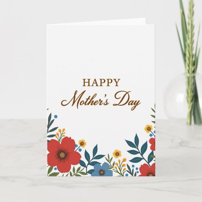 Crimson Floral Message Card (Front)