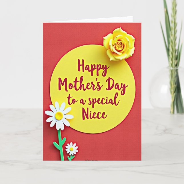 Crimson Floral Niece Mothers Day Card (Front)