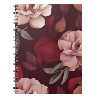 Crimson Floral Notebook