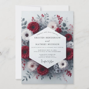 Crimson Floral Romance Wedding Invitation