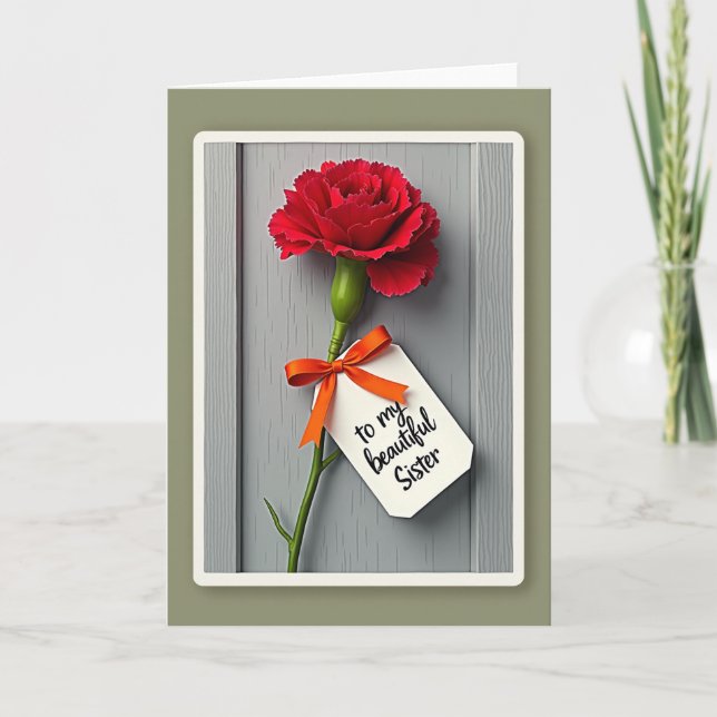 Crimson Floral Sister Card (Front)