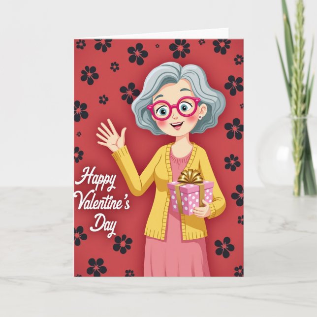 Crimson Floral Valentines Card (Front)