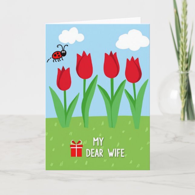 Crimson Floral Wifes Day Card (Front)