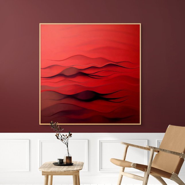 Crimson Flow – Abstract Red Waves of Motion Canvas Print (Crimson Flow – Abstract Red Waves)
