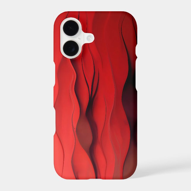 Crimson Flow – Abstract Red Waves of Motion iPhone Case (Back)